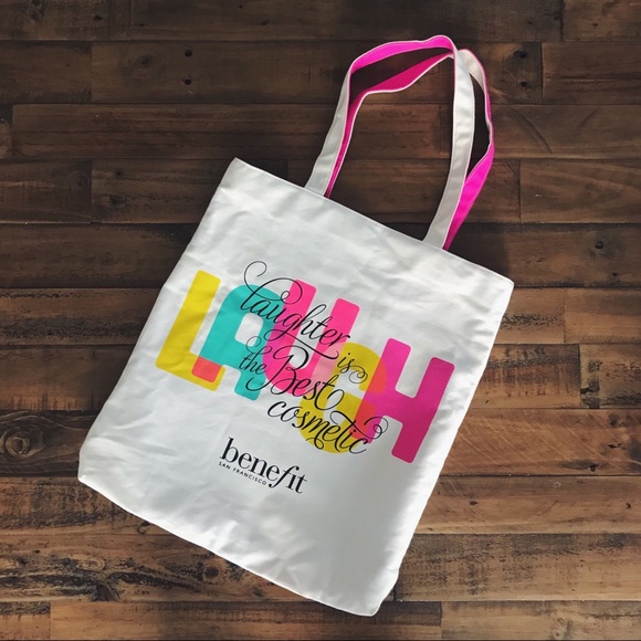 NWOT Benefit Lined Canvas Tote Bag - Picture 1 of 3